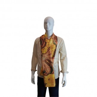 Long raw silk scarf - Yellow Peace  45*180 cm